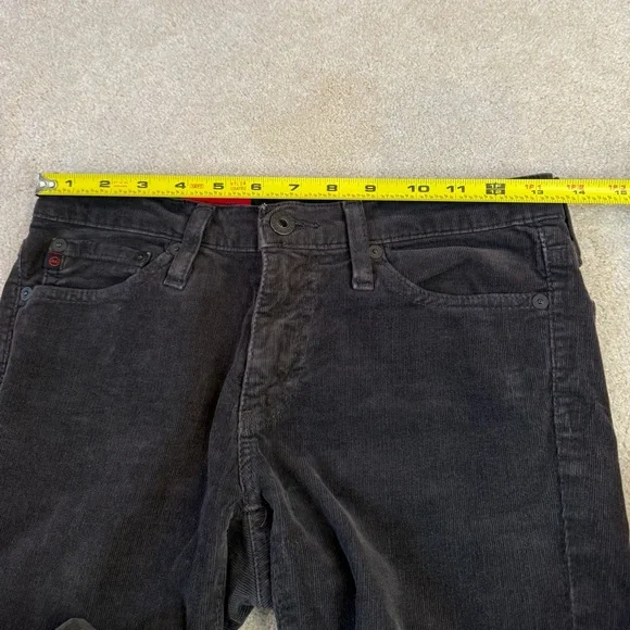AG Adriano Goldschmied Black Charcoal Velvet Corduroy Straight Leg Pants Size 25 - Picture 14 of 16